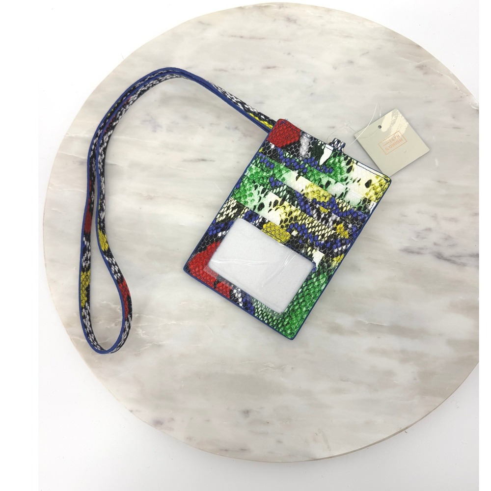 14th & Union Multi Color Snakeskin Lanyard Card Holder ID Case NWT